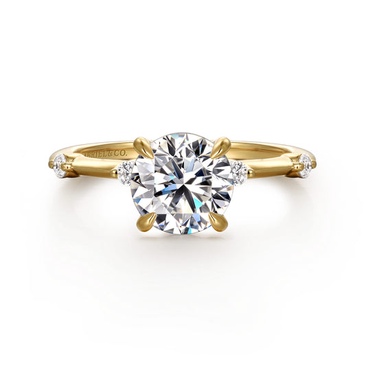 14K Yellow Gold Round Diamond Engagement Ring — Gabriel & Co. ER16431R10Y44JJ; center stone shown for illustration, not included
