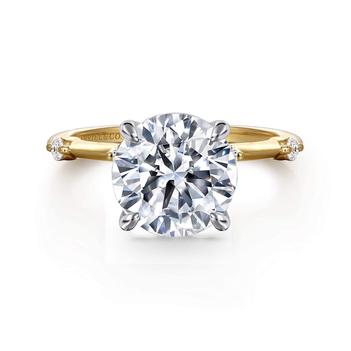 14K White -Yellow Gold Round Diamond Engagement Ring — ER16431R12M44JJ; center stone shown for illustration, not included