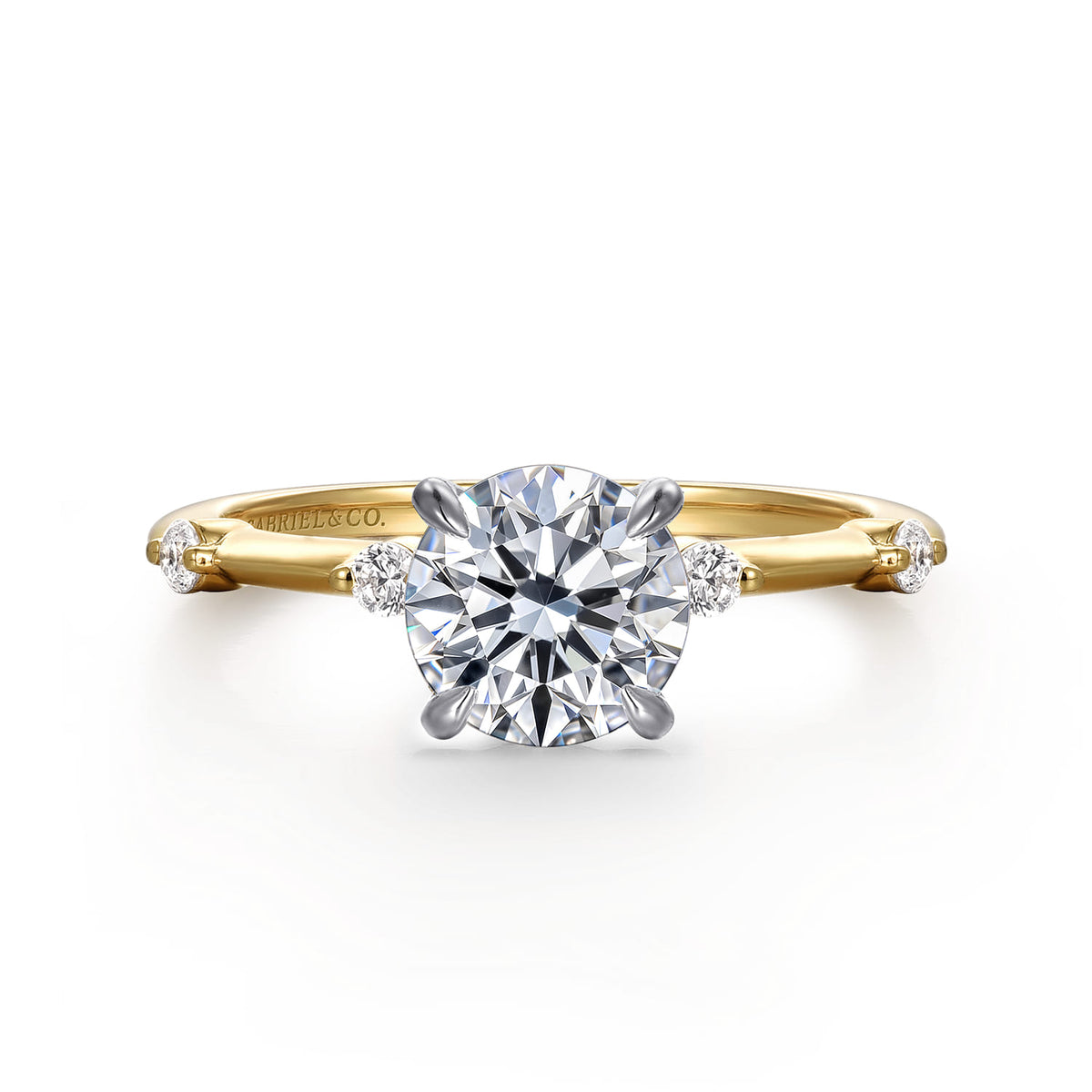 14K White -Yellow Gold Round Diamond Engagement Ring — ER16431R4M44JJ; center stone shown for illustration, not included