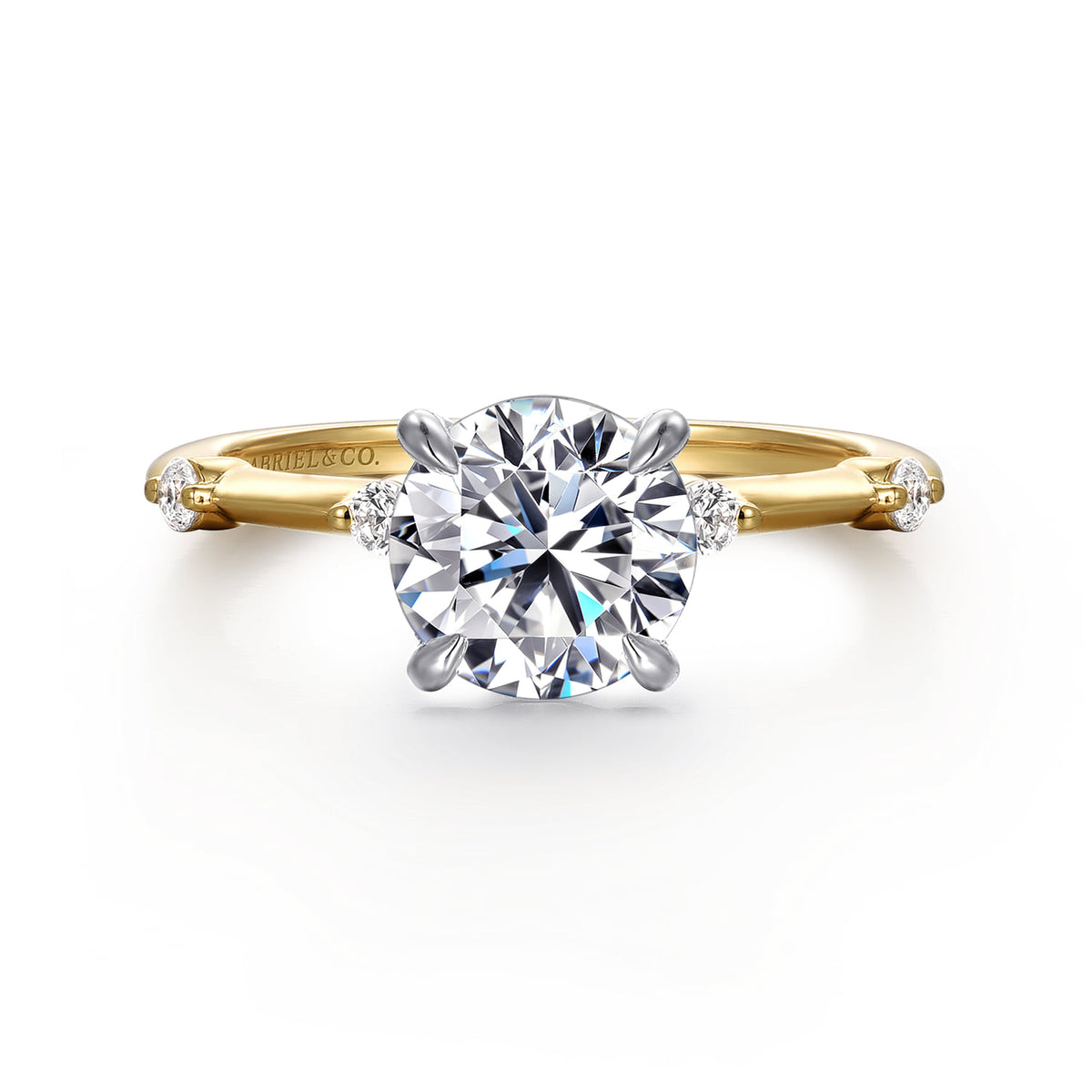 14K White -Yellow Gold Round Diamond Engagement Ring — ER16431R6M44JJ; center stone shown for illustration, not included