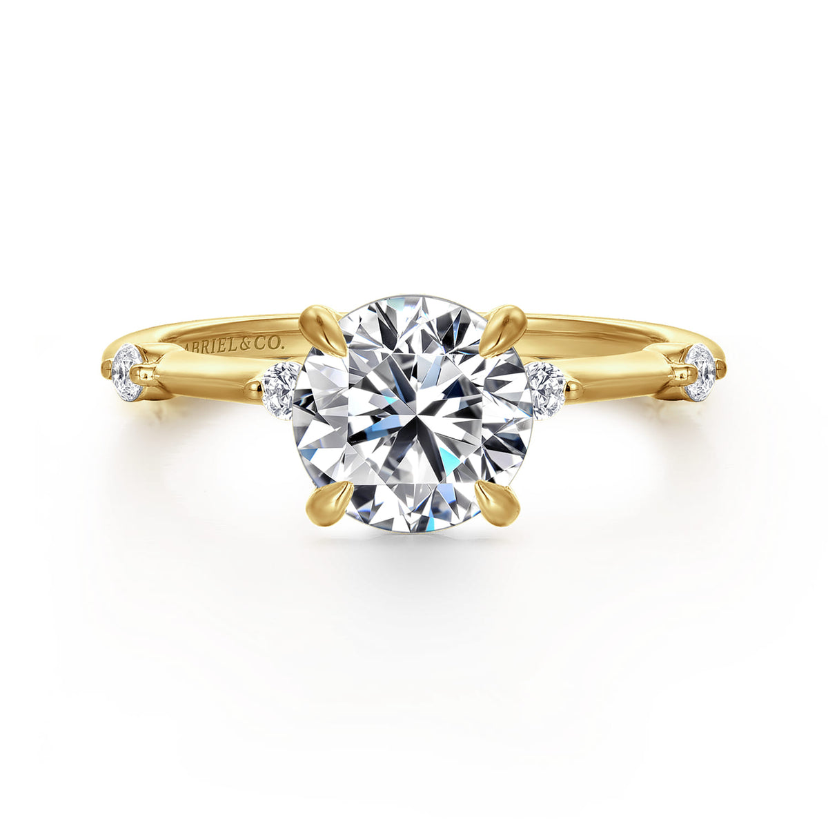 14K Yellow Gold Round Diamond Engagement Ring — ER16431R6Y44JJ; center stone shown for illustration, not included