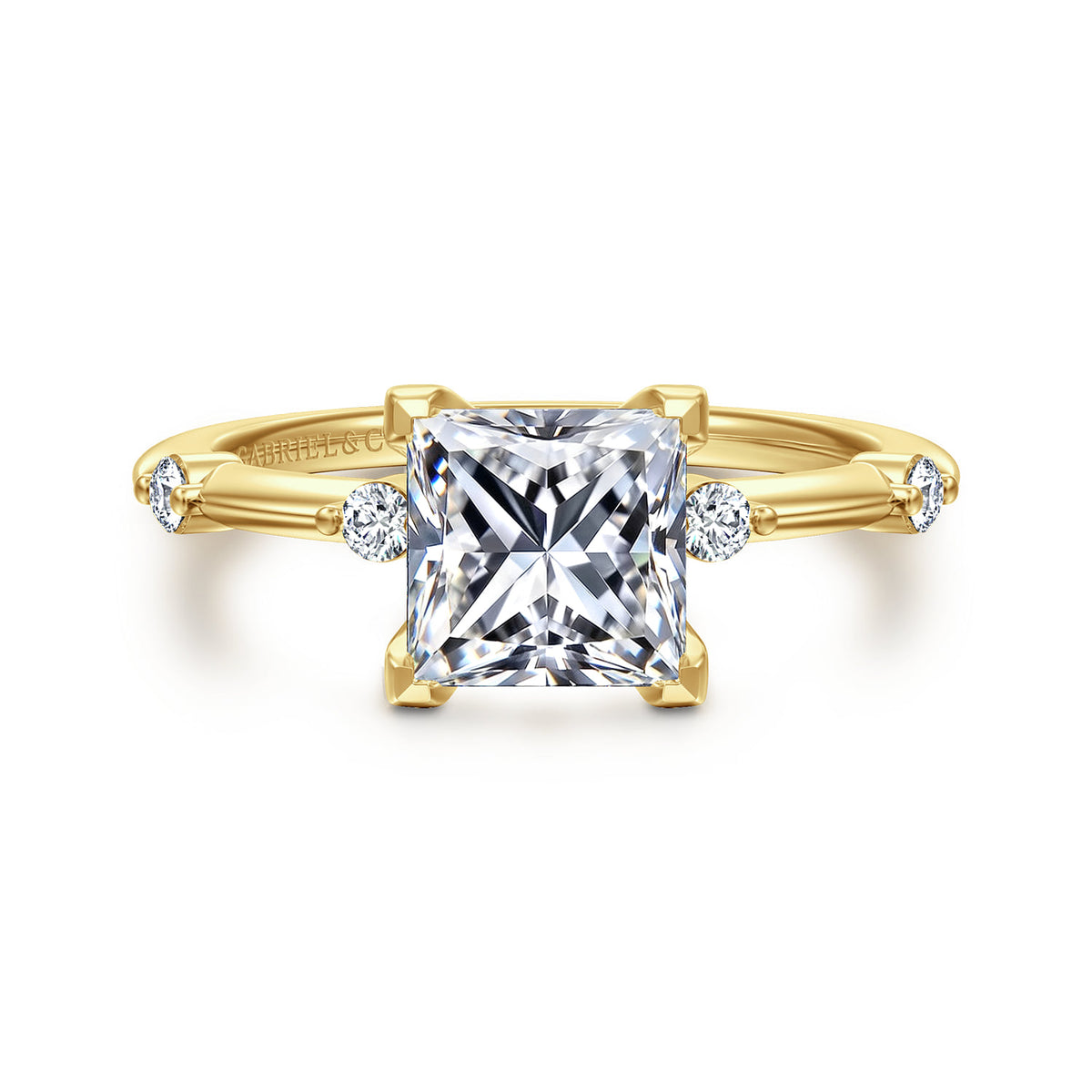 14K Yellow Gold Princess Cut Diamond Engagement Ring — ER16431S6Y44JJ; center stone shown for illustration, not included