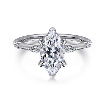 14K White Gold Gold Marquise Shape Diamond Engagement Ring — Gabriel & Co. ER16432M6W43JJ; center stone shown for illustration, not included