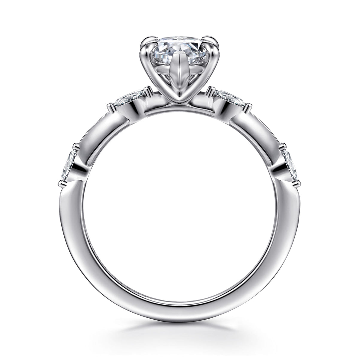 14K White Gold Gold Marquise Shape Diamond Engagement Ring — Gabriel & Co. ER16432M6W43JJ; center stone shown for illustration, not included