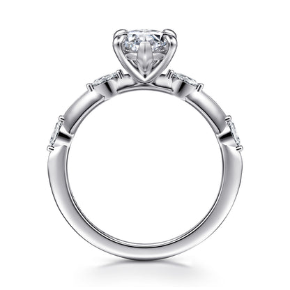 14K White Gold Gold Marquise Shape Diamond Engagement Ring — Gabriel & Co. ER16432M6W43JJ; center stone shown for illustration, not included