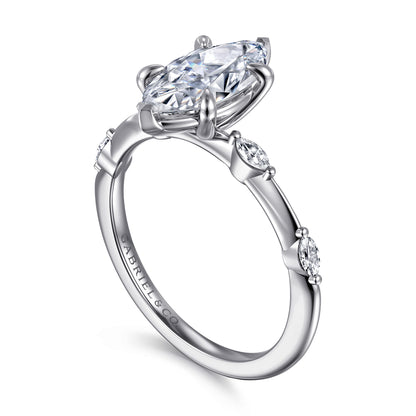 14K White Gold Gold Marquise Shape Diamond Engagement Ring — Gabriel & Co. ER16432M6W43JJ; center stone shown for illustration, not included