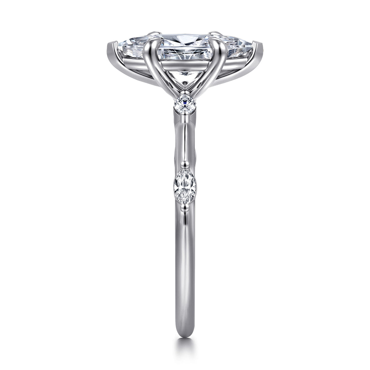 14K White Gold Gold Marquise Shape Diamond Engagement Ring — Gabriel & Co. ER16432M6W43JJ; center stone shown for illustration, not included
