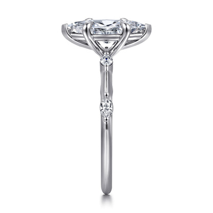 14K White Gold Gold Marquise Shape Diamond Engagement Ring — Gabriel & Co. ER16432M6W43JJ; center stone shown for illustration, not included