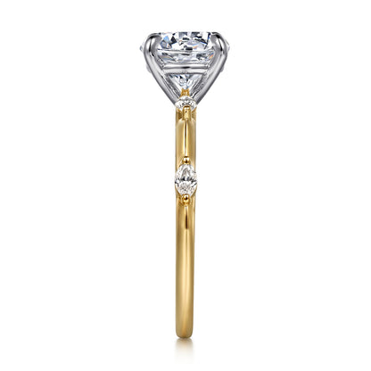 14K White -Yellow Gold Round Diamond Engagement Ring — Gabriel & Co. ER16432R6M43JJ; center stone shown for illustration, not included