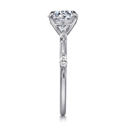 14K White Gold Round Diamond Engagement Ring — Gabriel & Co. ER16432R6W43JJ; center stone shown for illustration, not included