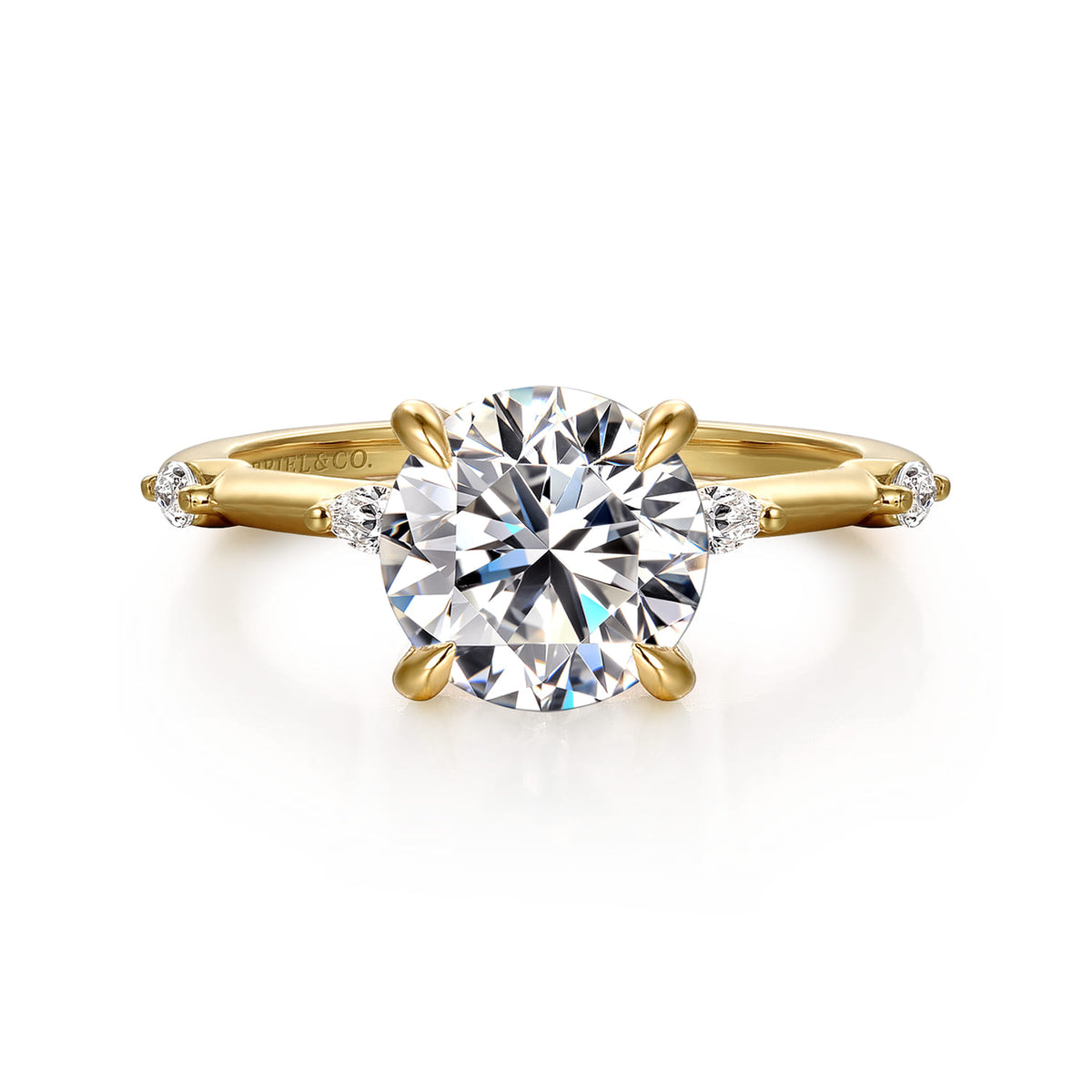 14K Yellow Gold Round Diamond Engagement Ring — Gabriel & Co. ER16432R8Y43JJ; center stone shown for illustration, not included