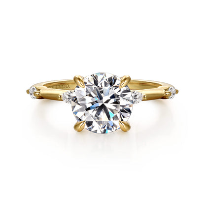 14K Yellow Gold Round Diamond Engagement Ring — Gabriel & Co. ER16432R8Y43JJ; center stone shown for illustration, not included