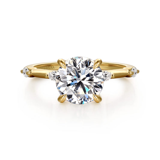 14K Yellow Gold Round Diamond Engagement Ring — Gabriel & Co. ER16432R8Y43JJ; center stone shown for illustration, not included