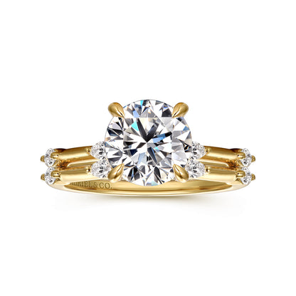 14K Yellow Gold Round Diamond Engagement Ring — Gabriel & Co. ER16432R8Y43JJ; center stone shown for illustration, not included