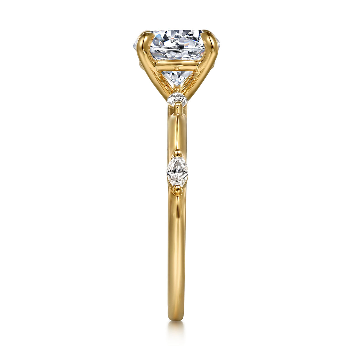 14K Yellow Gold Round Diamond Engagement Ring — Gabriel & Co. ER16432R8Y43JJ; center stone shown for illustration, not included