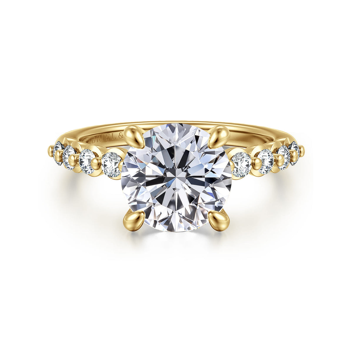 14K Yellow Gold Round Diamond Engagement Ring — Gabriel & Co. ER16472R10Y44JJ; center stone shown for illustration, not included