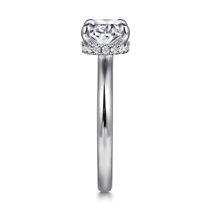 14K White Gold East West Oval Diamond Engagement Ring — Gabriel & Co. ER16476O8W44JJ; center stone shown for illustration, not included