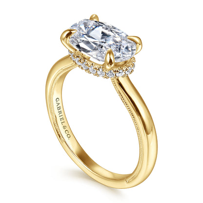 14K Yellow Gold East West Oval Diamond Engagement Ring — Gabriel & Co. ER16476O8Y44JJ; center stone shown for illustration, not included