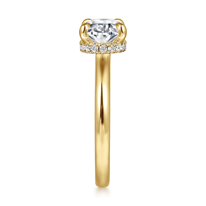 14K Yellow Gold East West Oval Diamond Engagement Ring — Gabriel & Co. ER16476O8Y44JJ; center stone shown for illustration, not included