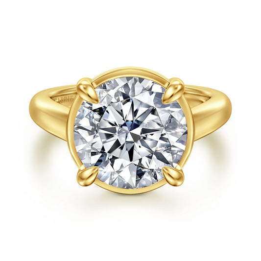 14K Yellow Gold Round Diamond Engagement Ring — Gabriel & Co. ER16491R20Y44JJ; center stone shown for illustration, not included