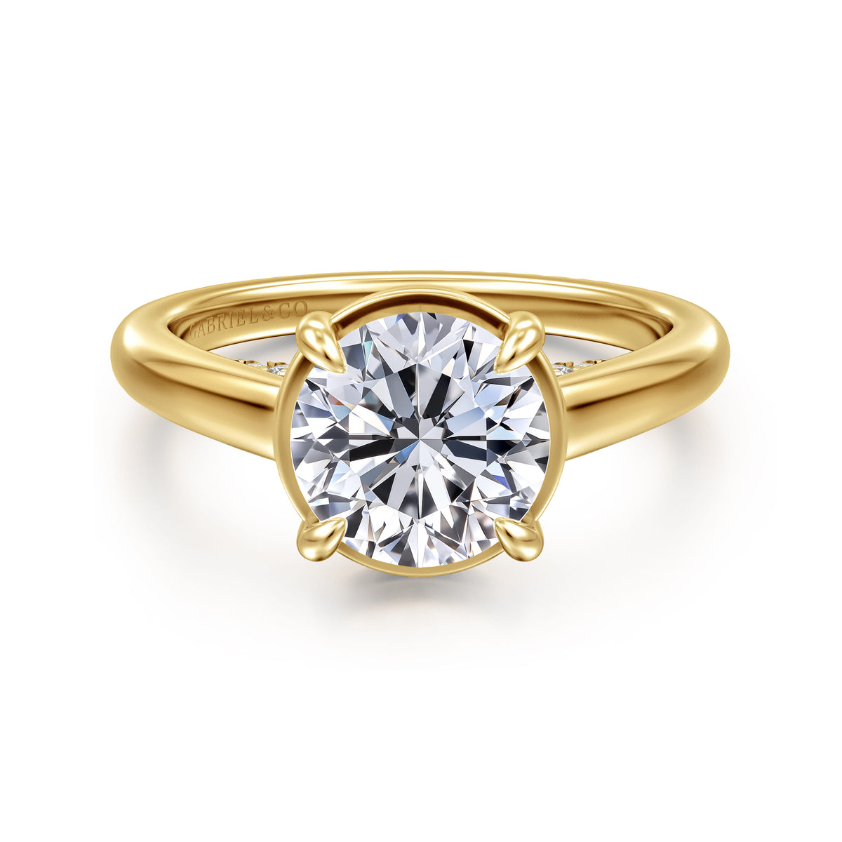 14K Yellow Gold Round Diamond Engagement Ring — Gabriel & Co. ER16491R8Y44JJ; center stone shown for illustration, not included