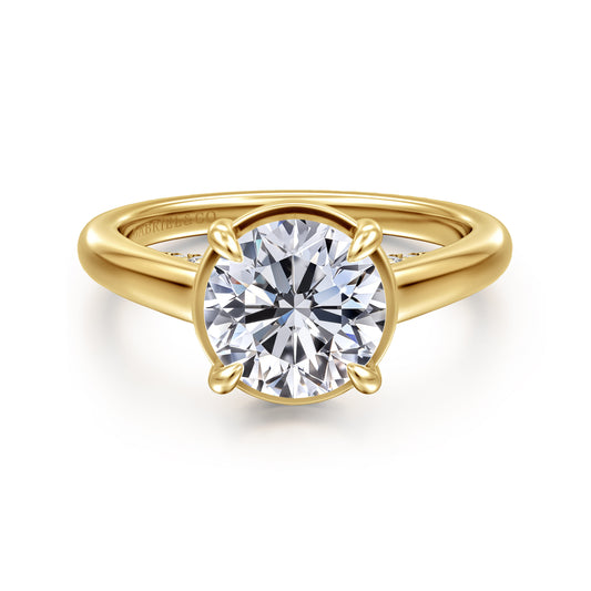 14K Yellow Gold Round Diamond Engagement Ring — Gabriel & Co. ER16491R8Y44JJ; center stone shown for illustration, not included