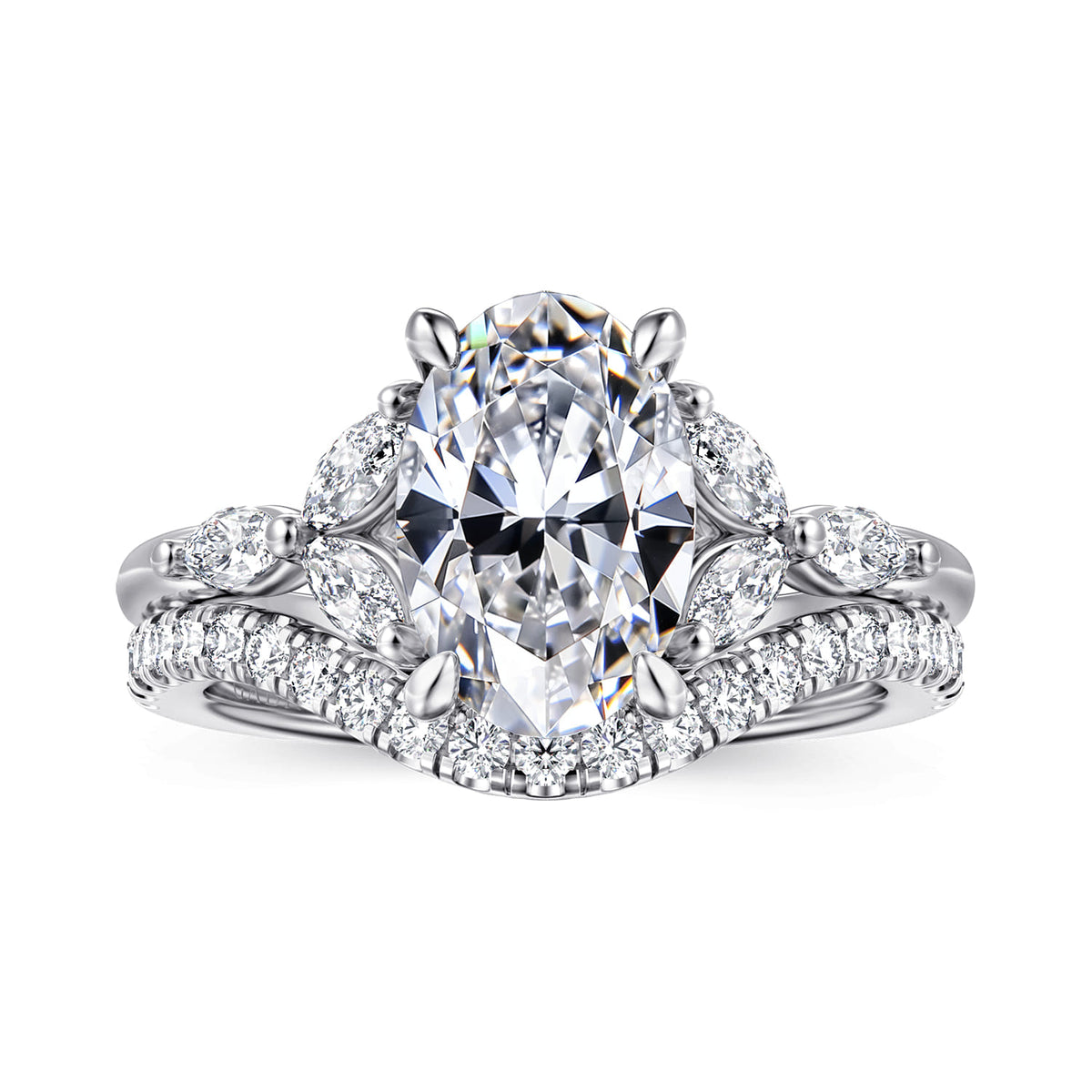 14K White Gold Round Diamond Engagement Ring — Gabriel & Co. ER16495O8W43JJ; center stone shown for illustration, not included