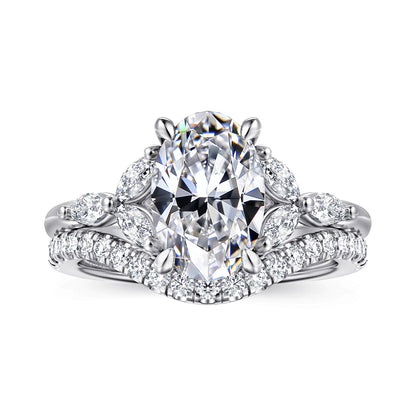 14K White Gold Round Diamond Engagement Ring — Gabriel & Co. ER16495O8W43JJ; center stone shown for illustration, not included