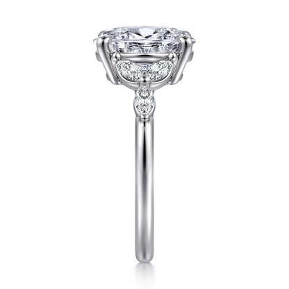 14K White Gold Round Diamond Engagement Ring — Gabriel & Co. ER16495O8W43JJ; center stone shown for illustration, not included