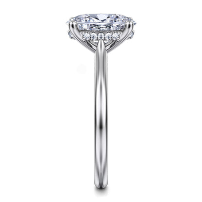 14K White Gold Oval Solitaire Diamond Engagement Ring — Gabriel & Co. ER16512O8W44JJ; center stone shown for illustration, not included