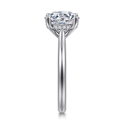 14K White Gold Round Solitaire Diamond Engagement Ring — Gabriel & Co. ER16512R12W44JJ; center stone shown for illustration, not included