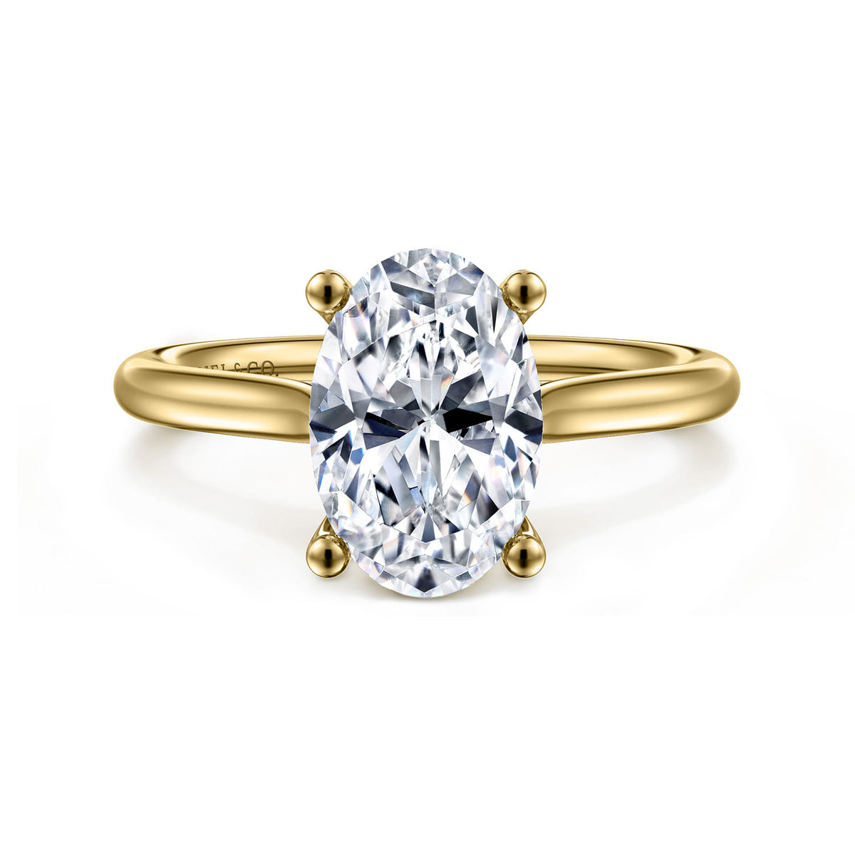 14K Yellow Gold Oval Solitaire Diamond Engagement Ring — ER16514O8Y4JJJ; center stone shown for illustration, not included