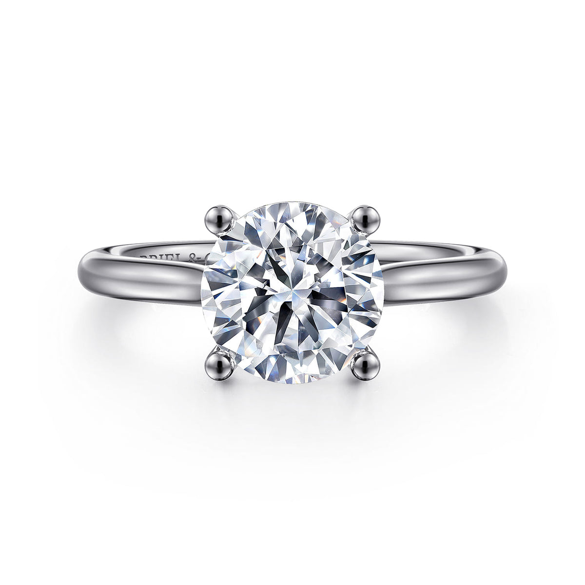 14K White Gold Round Solitaire Diamond Engagement Ring — ER16514R8W4JJJ; center stone shown for illustration, not included