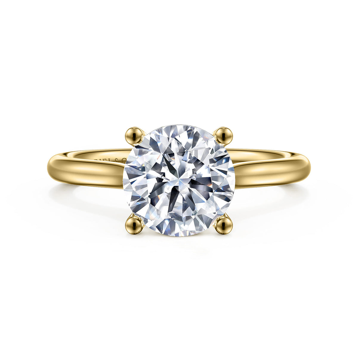 14K Yellow Gold Round Solitaire Diamond Engagement Ring — ER16514R8Y4JJJ; center stone shown for illustration, not included