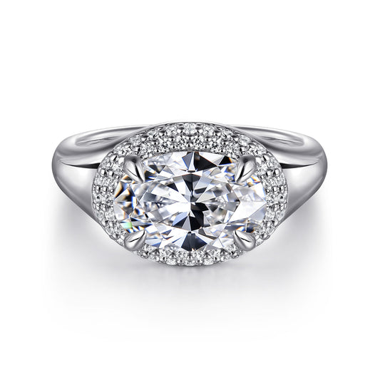 14K White Gold Oval Double Halo Diamond Engagement Ring — Gabriel & Co. ER16519O8W44JJ; center stone shown for illustration, not included