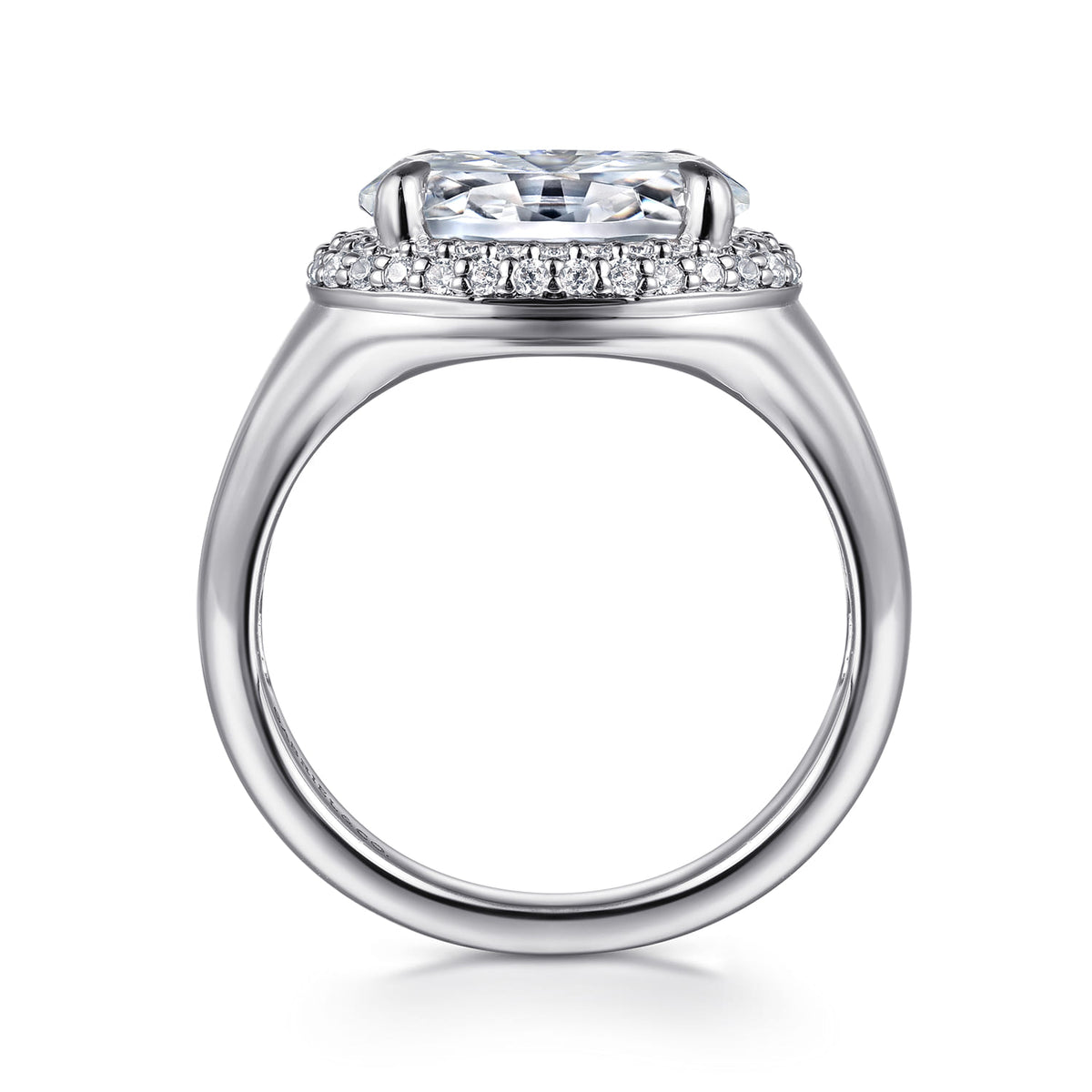 14K White Gold Oval Double Halo Diamond Engagement Ring — Gabriel & Co. ER16519O8W44JJ; center stone shown for illustration, not included