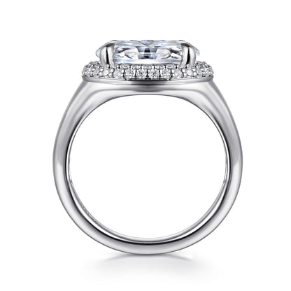 14K White Gold Oval Double Halo Diamond Engagement Ring — Gabriel & Co. ER16519O8W44JJ; center stone shown for illustration, not included