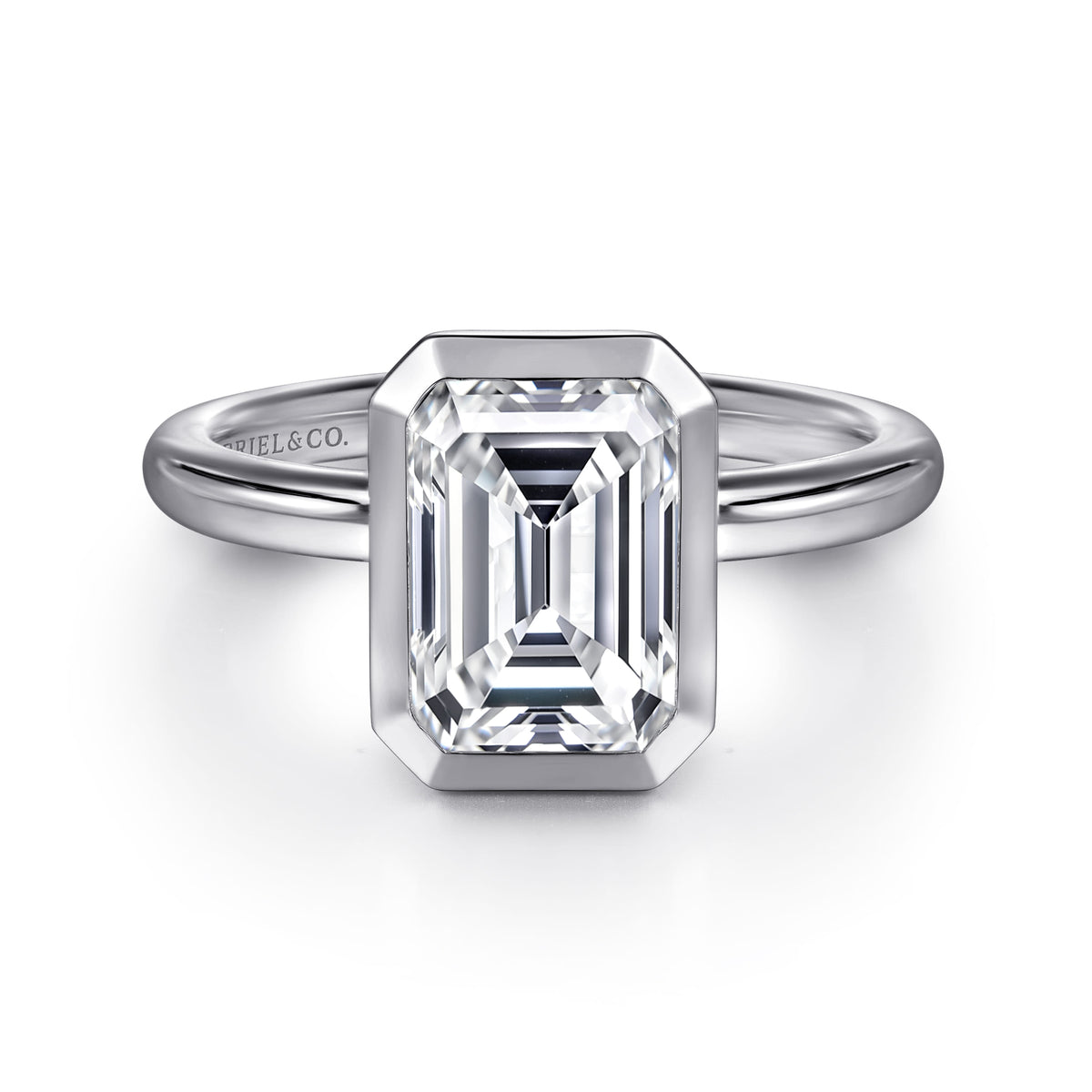 14K White Gold Emerald Cut Diamond Engagement Ring — ER16526E8W4JJJ; center stone shown for illustration, not included