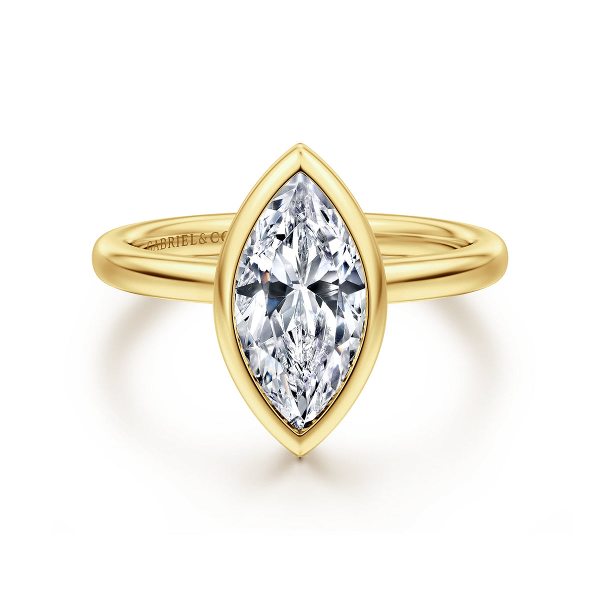 14K Yellow Gold Marquise Shape Bezel Set Diamond Engagement Ring — ER16526M6Y4JJJ; center stone shown for illustration, not included