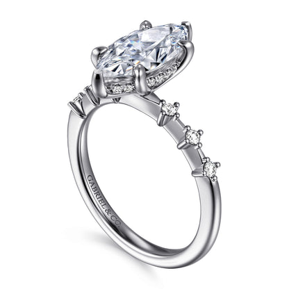 14K White Gold Marquise Shape Diamond Engagement Ring — Gabriel & Co. ER16530M8W44JJ; center stone shown for illustration, not included