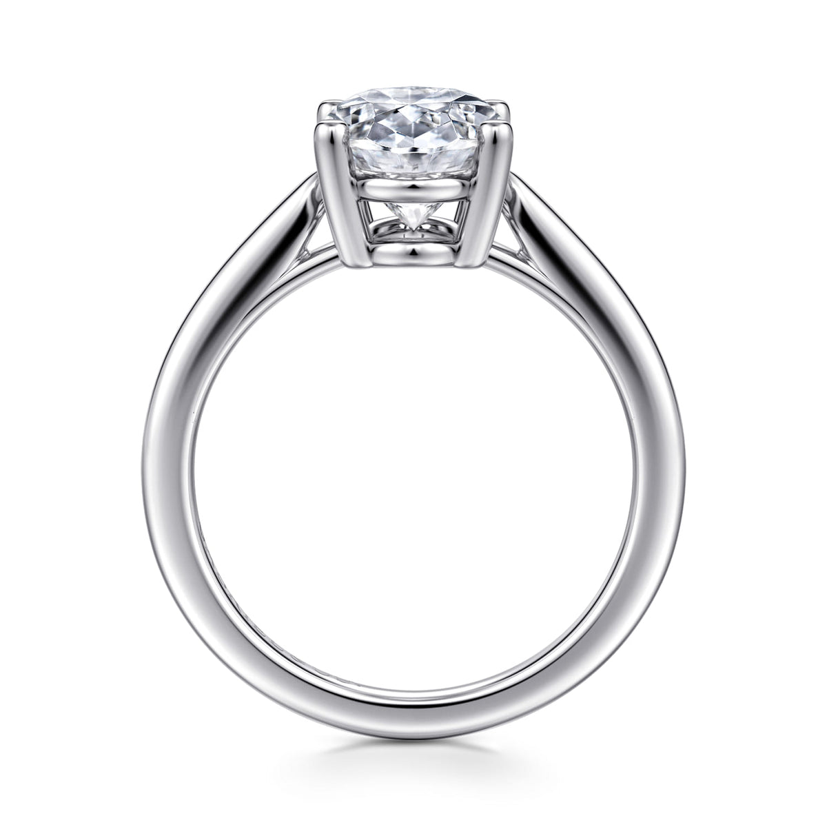 14K White Gold Oval Solitaire Diamond Engagement Ring — Gabriel & Co. ER16561O12W4JJJ; center stone shown for illustration, not included