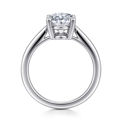 14K White Gold Oval Solitaire Diamond Engagement Ring — Gabriel & Co. ER16561O12W4JJJ; center stone shown for illustration, not included