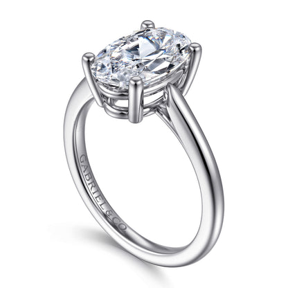 14K White Gold Oval Solitaire Diamond Engagement Ring — Gabriel & Co. ER16561O12W4JJJ; center stone shown for illustration, not included