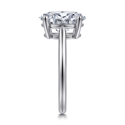 14K White Gold Oval Solitaire Diamond Engagement Ring — Gabriel & Co. ER16561O12W4JJJ; center stone shown for illustration, not included