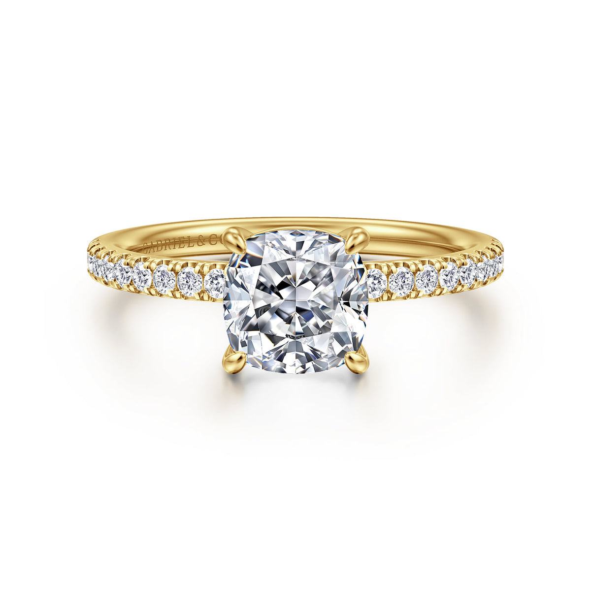 14K Yellow Gold Cushion Cut Diamond Engagement Ring — ER16570C6Y44JJ; center stone shown for illustration, not included