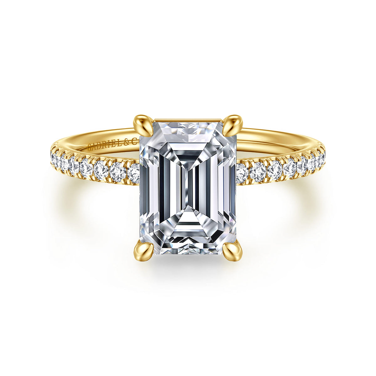 14K Yellow Gold Emerald Cut Diamond Engagement Ring — ER16570E10Y44JJ; center stone shown for illustration, not included