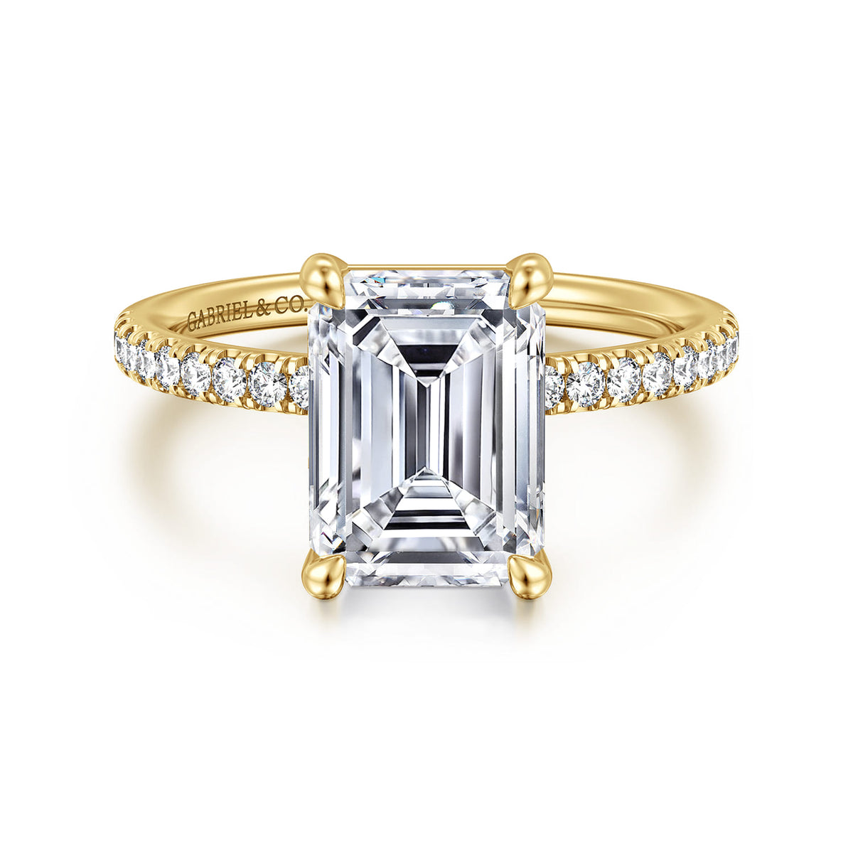 14K Yellow Gold Emerald Cut Diamond Engagement Ring — ER16570E12Y44JJ; center stone shown for illustration, not included