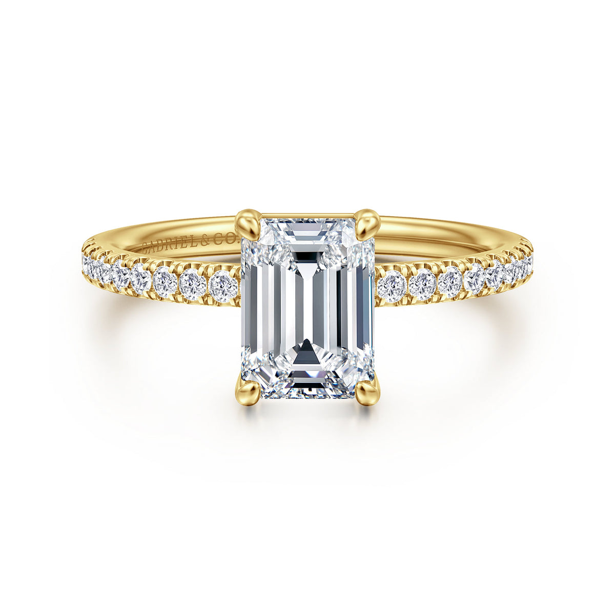14K Yellow Gold Emerald Cut Diamond Engagement Ring — ER16570E6Y44JJ; center stone shown for illustration, not included