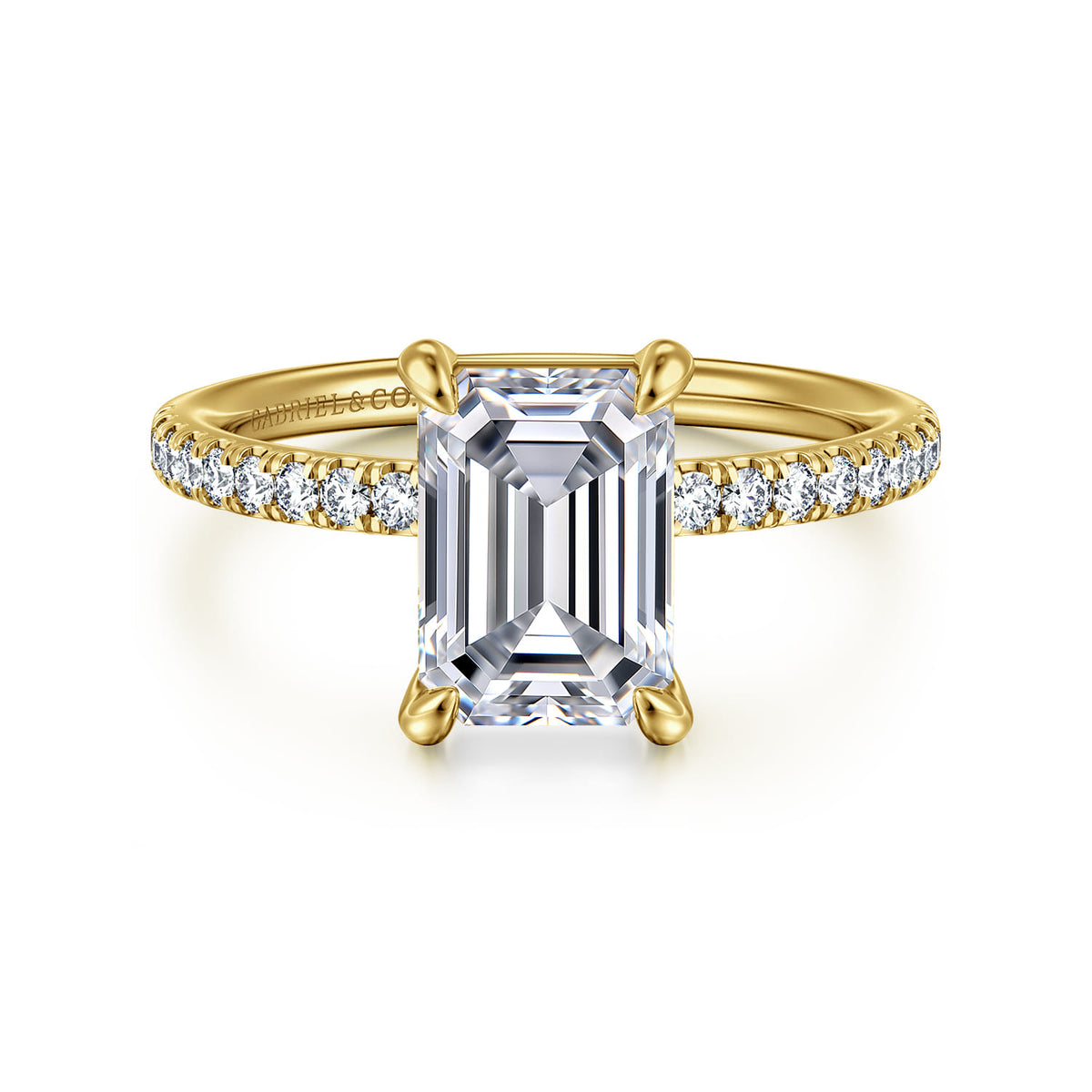 14K Yellow Gold Emerald Cut Diamond Engagement Ring — ER16570E8Y44JJ; center stone shown for illustration, not included