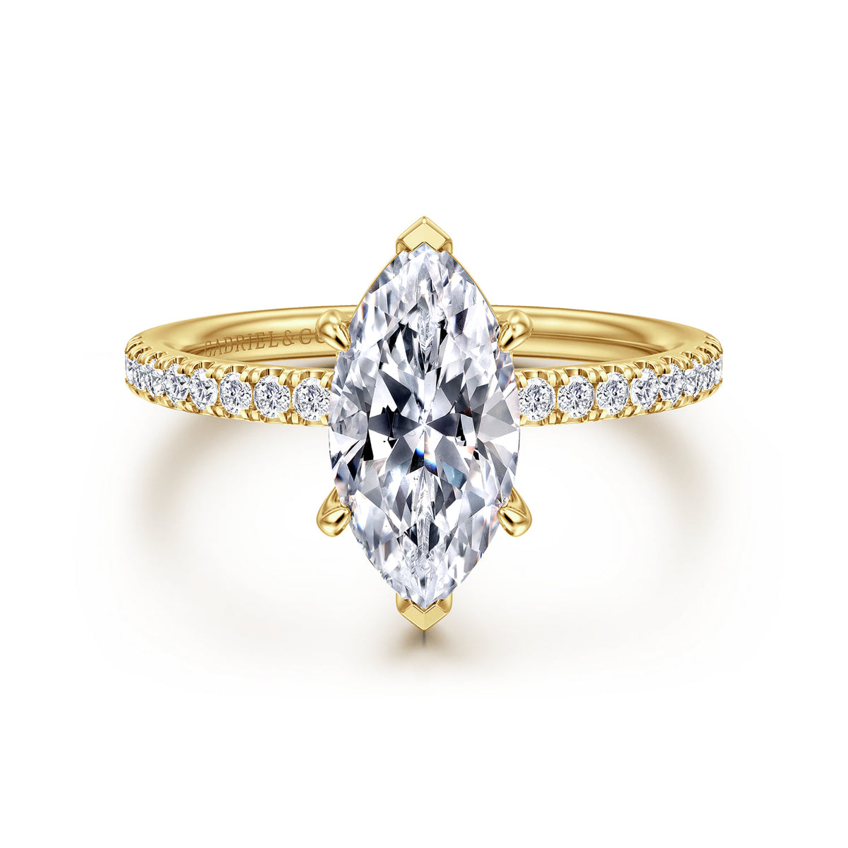 14K Yellow Gold Marquise Shape Diamond Engagement Ring — ER16570M6Y44JJ; center stone shown for illustration, not included